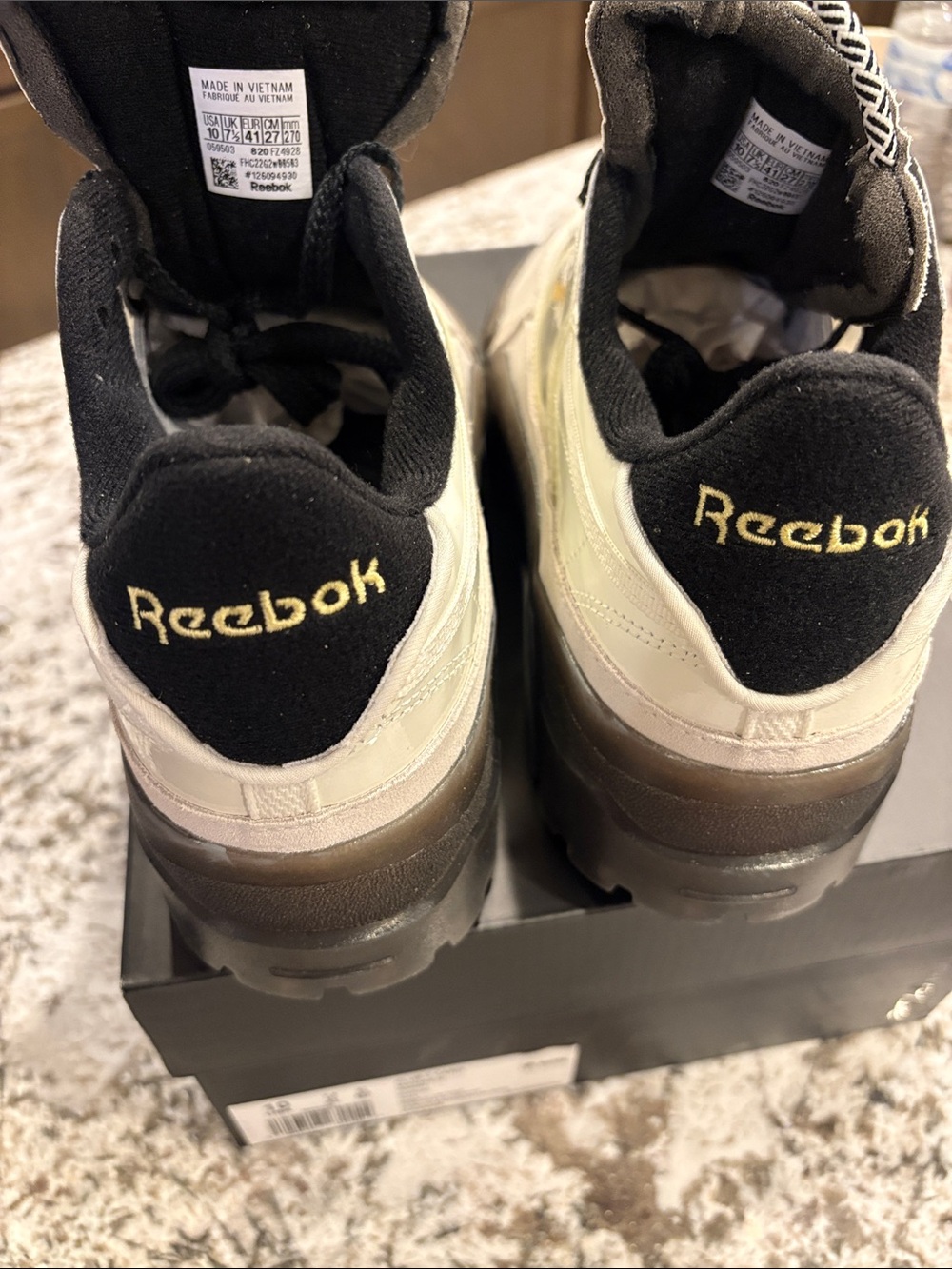 Reebok Women’s Cream White and Black Athletic Sneakers - Picture 4 of 8